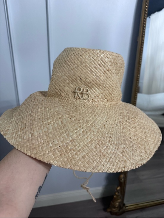 Monogram-Embellished Wide Brim Straw Hat - Natural main image 5